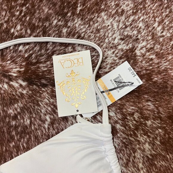 BECCA by Rebecca Virtue White Triangle Bikini Swim Top Small - Picture 4 of 9